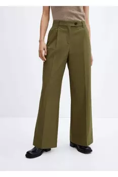 Широкие брюки с вытачками Mango, зеленый