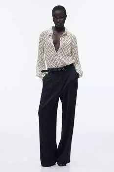 Широкие брюки с вытяжками ZARA, черный