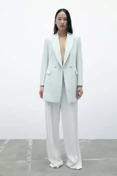 Широкие брюки с вытяжками ZARA, устричный белый