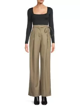 Широкие брюки с завязками Avec Les Filles, цвет Olive