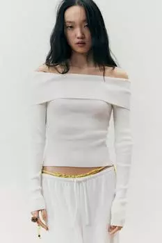 Широкие брюки с завязками H&M, бежевый