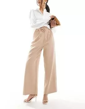 Широкие брюки с завязками коричневого цвета Miss Selfridge