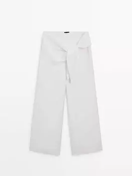 Широкие брюки с завязками Massimo Dutti, белый