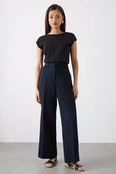 Широкие брюки с завышенной талией Petite Dorothy Perkins, темно-синий