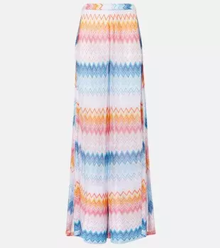 Широкие брюки с завышенной талией Zigzag Missoni, Multicolor Shaded Fucsia Blue
