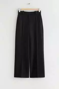 Широкие брюки с зажатыми складками и другие истории H&M, черный