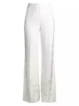Широкие брюки Samantha из эластичного твила с бисером Kobi Halperin, слоновая кость