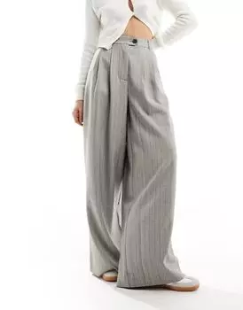 Широкие брюки серого фактурного кроя ASOS DESIGN