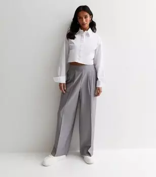 Широкие брюки серого мелового цвета Petite New Look, серый