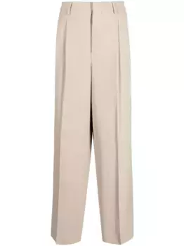Широкие брюки со складками AMI Paris, нейтральный