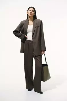 Широкие брюки со складками H&M, коричневый