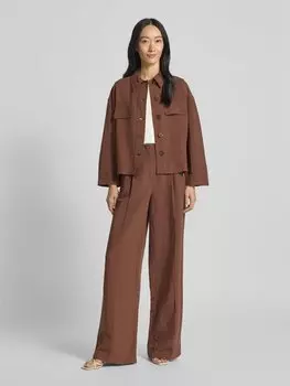 Широкие брюки со складками и шлевками для ремня Christian Berg Woman Selection, шоколадный