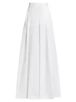 Широкие брюки со складками из твила Oscar De La Renta, белый