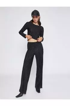 Широкие брюки со складками Koton, черный