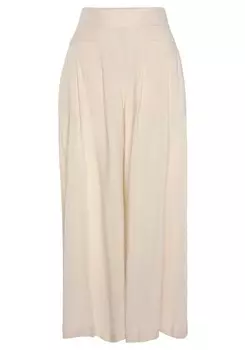 Широкие брюки со складками Lascana, песок