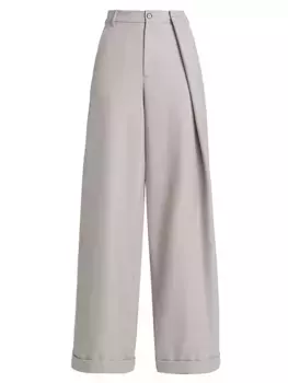 Широкие брюки со складками Mm6 Maison Margiela, серо-коричневый