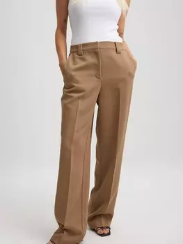 Широкие брюки со складками NA-KD, бежевый