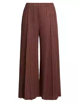 Широкие брюки со складками Pleats Please Issey Miyake, цвет dark brown