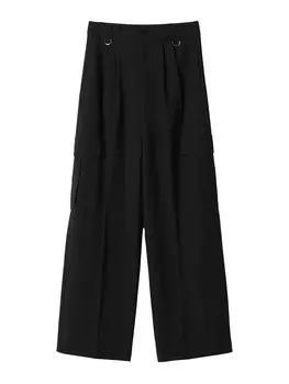 Широкие брюки со складками спереди Bershka, черный