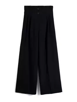 Широкие брюки со складками спереди Bershka, черный