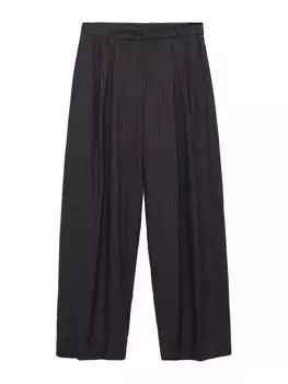 Широкие брюки со складками спереди MANGO BALI, цвет Navy/Smoke blue