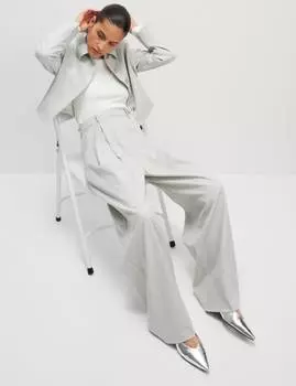 Широкие брюки со складками спереди Marks & Spencer, светло-серый