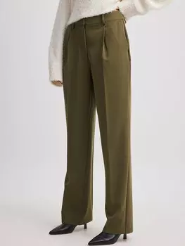 Широкие брюки со складками спереди NA-KD, зеленый