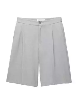 Широкие брюки со складками спереди Pull&Bear, серый