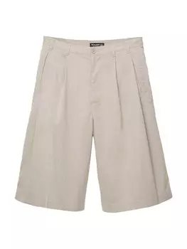 Широкие брюки со складками спереди Pull&Bear, светло-бежевый