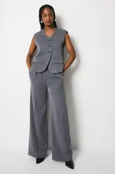 Широкие брюки со складками спереди Warehouse, серый