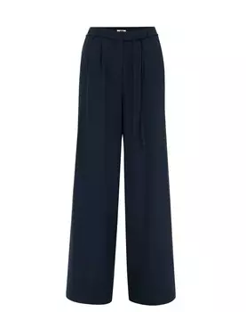 Широкие брюки со складками спереди WE Fashion, темно-синий