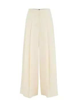 Широкие брюки со складками спереди WE Studio, экрю