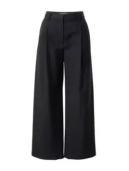 Широкие брюки со складками спереди Weekday Esme, черный