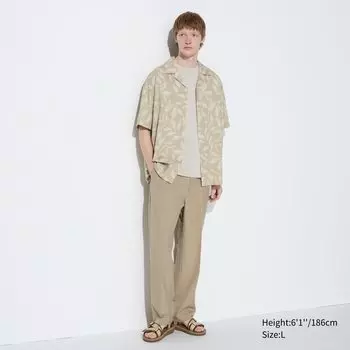Широкие брюки со складками UNIQLO, бежевый
