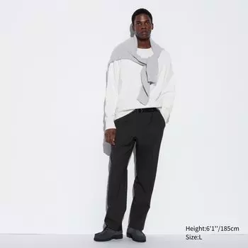 Широкие брюки со складками UNIQLO, черный
