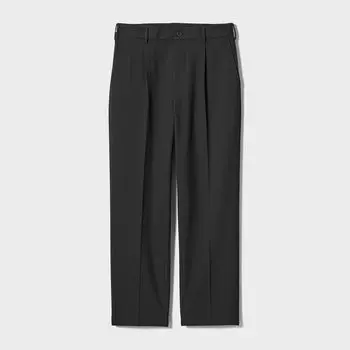 Широкие брюки со складками UNIQLO, черный