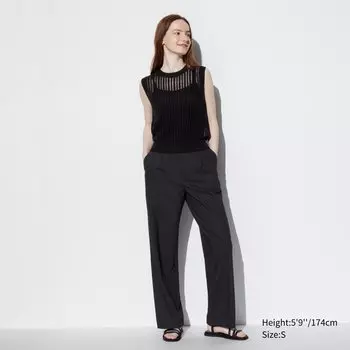 Широкие брюки со складками UNIQLO, черный