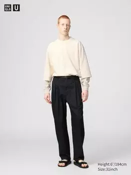 Широкие брюки со складками Uniqlo, черный