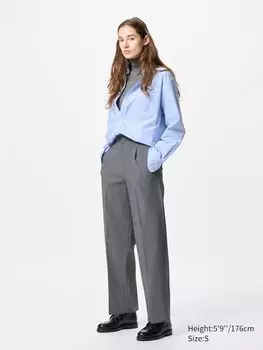 Широкие брюки со складками Uniqlo, цвет 05 серый