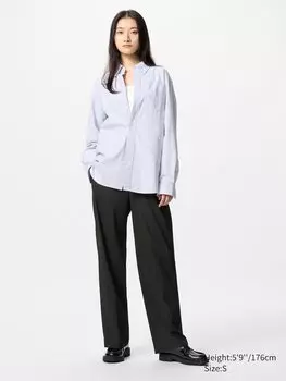 Широкие брюки со складками Uniqlo, цвет 09 черный
