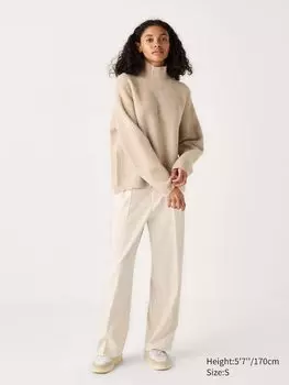 Широкие брюки со складками Uniqlo, цвет 30 бежевый