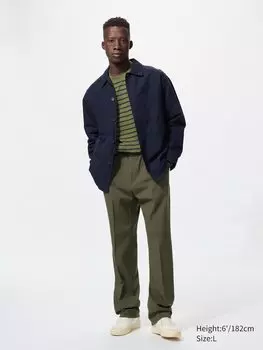 Широкие брюки со складками Uniqlo, цвет 57 зеленый