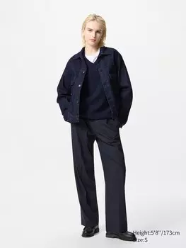 Широкие брюки со складками Uniqlo, цвет 69 синий