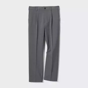 Широкие брюки со складками UNIQLO, серый