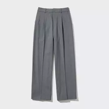 Широкие брюки со складками UNIQLO, серый