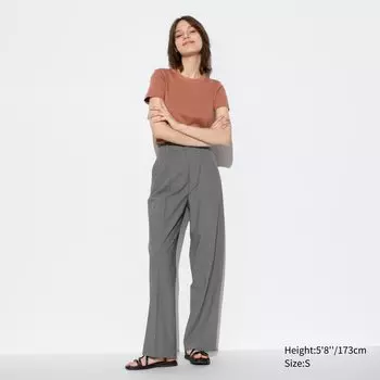 Широкие брюки со складками UNIQLO, серый