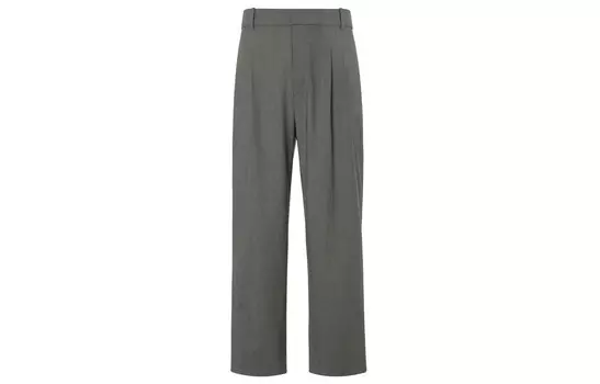 Широкие брюки со складками Uniqlo, серый