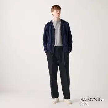 Широкие брюки со складками UNIQLO, темно-синий