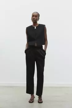 Широкие брюки со складками ZARA, черный
