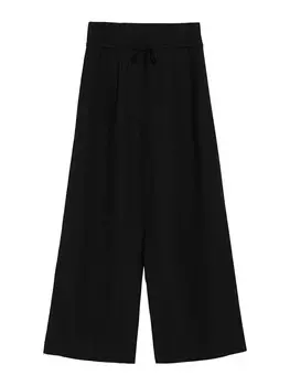 Широкие брюки со складкой спереди Bershka, черный